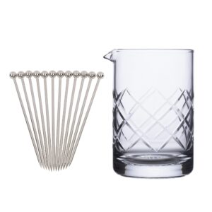 a bar above cocktail kit - stainless steel cocktail picks 12pc & mixing glass (diamond cut)