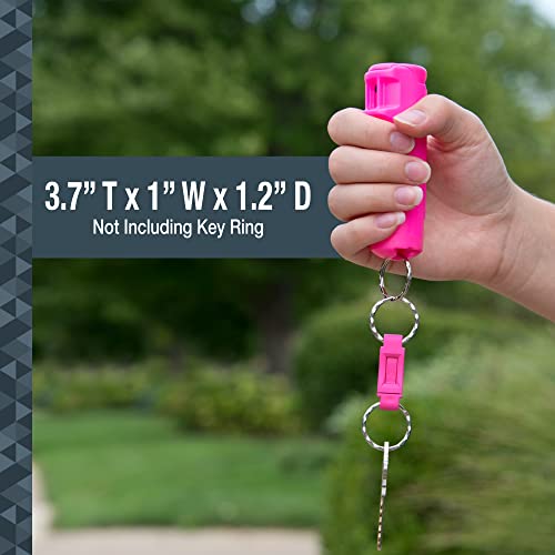 SABRE 2-in-1 Pepper Gel with Detachable Safety Whistle Keychain, 25 Bursts, Can Be Heard Up To 750 Feet (229 Meters), UV Marking Dye, Ergonomic Finger Grip, Fast Flip Top Safety