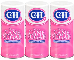 c&h premium pure cane granulated sugar, 20 oz canister (pack of 3)