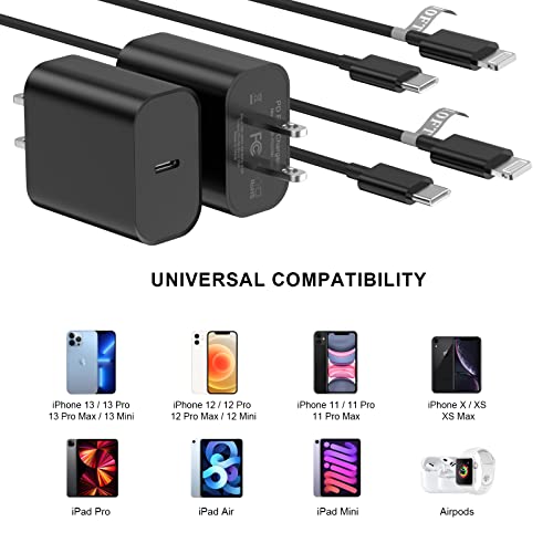 FUHAYA iPhone 15 Fast Charger, 2 Pack 20W PD USB C Wall Charger Fast Charging Block with 10FT Type C to C Fast Charging Data Sync Cable for iPhone 15/15 Plus/15 Pro/15 Pro Max,iPad Pro/Air/Mini, Black