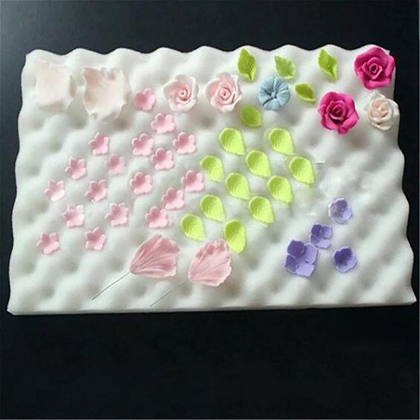 ZHENYANG CAREG 6Pcs Fondant Shaping Sponge Pad Sugar Flower Paste Modeling Foam Tray Wave Sponge Mat Cake Decorating Tools (Color : Yellow)