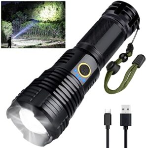 bengmxj rechargeable led flashlights, 990,000 high lumens flashlight, xhp70 tactical flashlight with zoomable, 5 modes, super bright waterproof flashlights for emergencies, camping, hiking