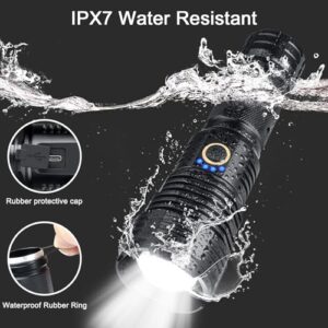 BengMxj Rechargeable LED Flashlights, 990,000 High Lumens Flashlight, XHP70 Tactical Flashlight with Zoomable, 5 Modes, Super Bright Waterproof Flashlights for Emergencies, Camping, Hiking