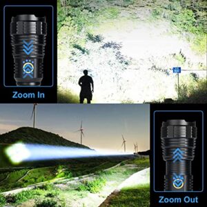 BengMxj Rechargeable LED Flashlights, 990,000 High Lumens Flashlight, XHP70 Tactical Flashlight with Zoomable, 5 Modes, Super Bright Waterproof Flashlights for Emergencies, Camping, Hiking