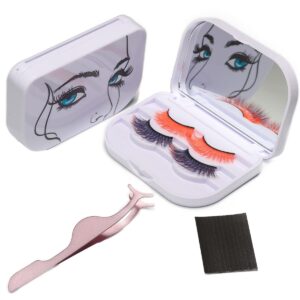 3 tier eyelash storage case lash dime organizer holder box with mirror makeup cosmetic travel case empty and eyelash tweezer false lash container (white)