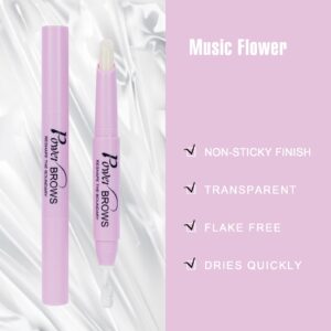 Music Flower Eyebrow Wax - Brow Wax with Brush, Clear Waterproof Long Lasting Eyebrow Wax Pen for Feathered Fluffy Brow Shaping Styling Makeup Pencil