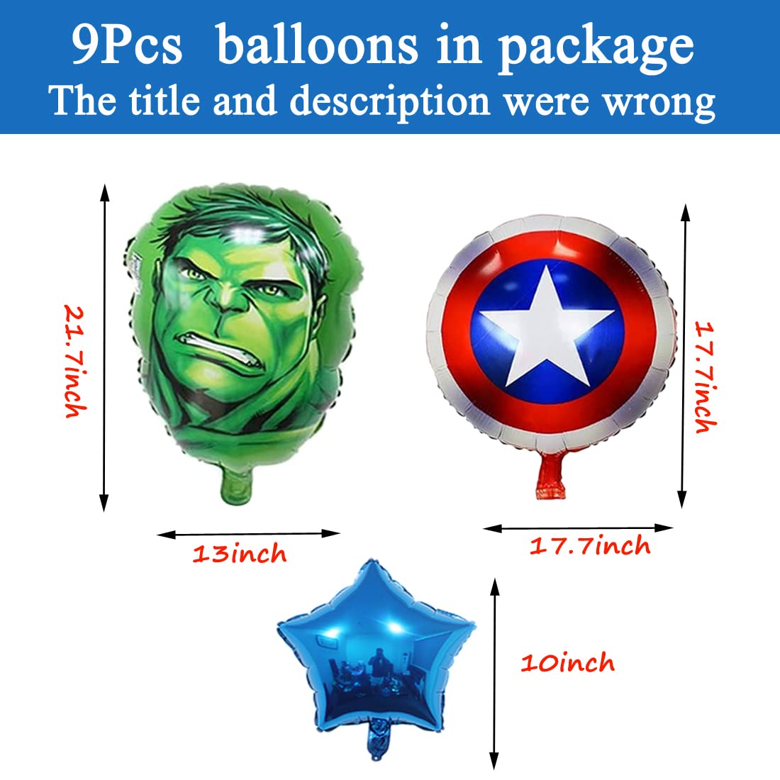 Boys Birthday Party Balloon Decoration Party Supplies,Superhero Birthday Party Mylar Foil Balloon (Super Hero Kit)