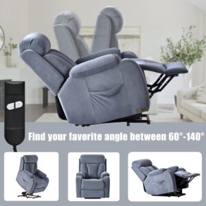 cinkehome Small Power Lift Recliner for Elderly, Lift Chair Recliners, Electric Recliner Chairs for Seniors, Remote Control, Adjustable, Side Pocket, Dusty Blue