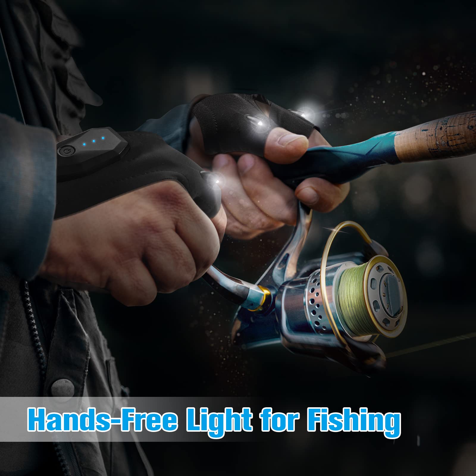 Father's Day Gifts from Daughter, LED Flashlight Gloves, Dad Gifts from Wife, Son, Birthday Gifts for Men, Him, Grandpa, Gifts for Dad Who Wants Nothing, Tools Camping Essentials Fishing Gifts for Men