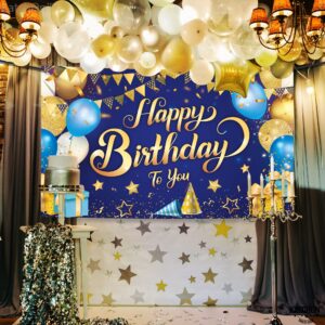 KatchOn, Happy Birthday Banner Blue And Gold - XtraLarge, 72x44 Inch ...