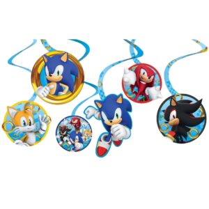 dazzling sonic spiral hanging decorations (pack of 12) - multicolor cardstock designs - perfect for themed parties, events & celebrations
