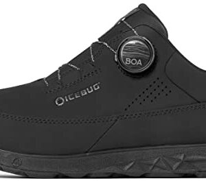 Icebug Ava Biosole Leather Walking Shoe with Grip Sole, True Black, 11.0