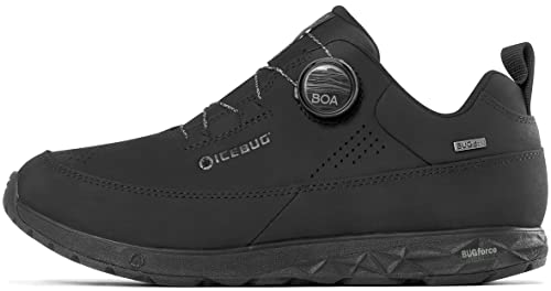 Icebug Ava Biosole Leather Walking Shoe with Grip Sole, True Black, 11.0