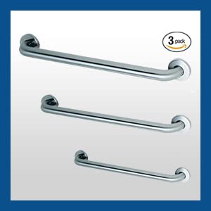 prestige commercial grab bar bundle for commercial and residential restrooms- 1.5" diameter - 18", 36", 42" - ada compliance - pack of 3