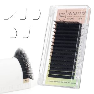 annafris l/l+/lc/ld/lu(m) curl individual eyelash extension natural synthetic mink matte black false lashes extension faux cils maquillage (l curl, 0.07 8-15mm mix)