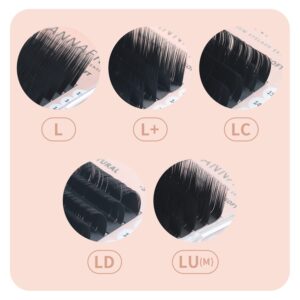 ANNAFRIS L/L+/LC/LD/LU(M) Curl Individual Eyelash Extension Natural Synthetic Mink Matte Black False Lashes Extension Faux Cils Maquillage (L Curl, 0.07 8-15mm Mix)