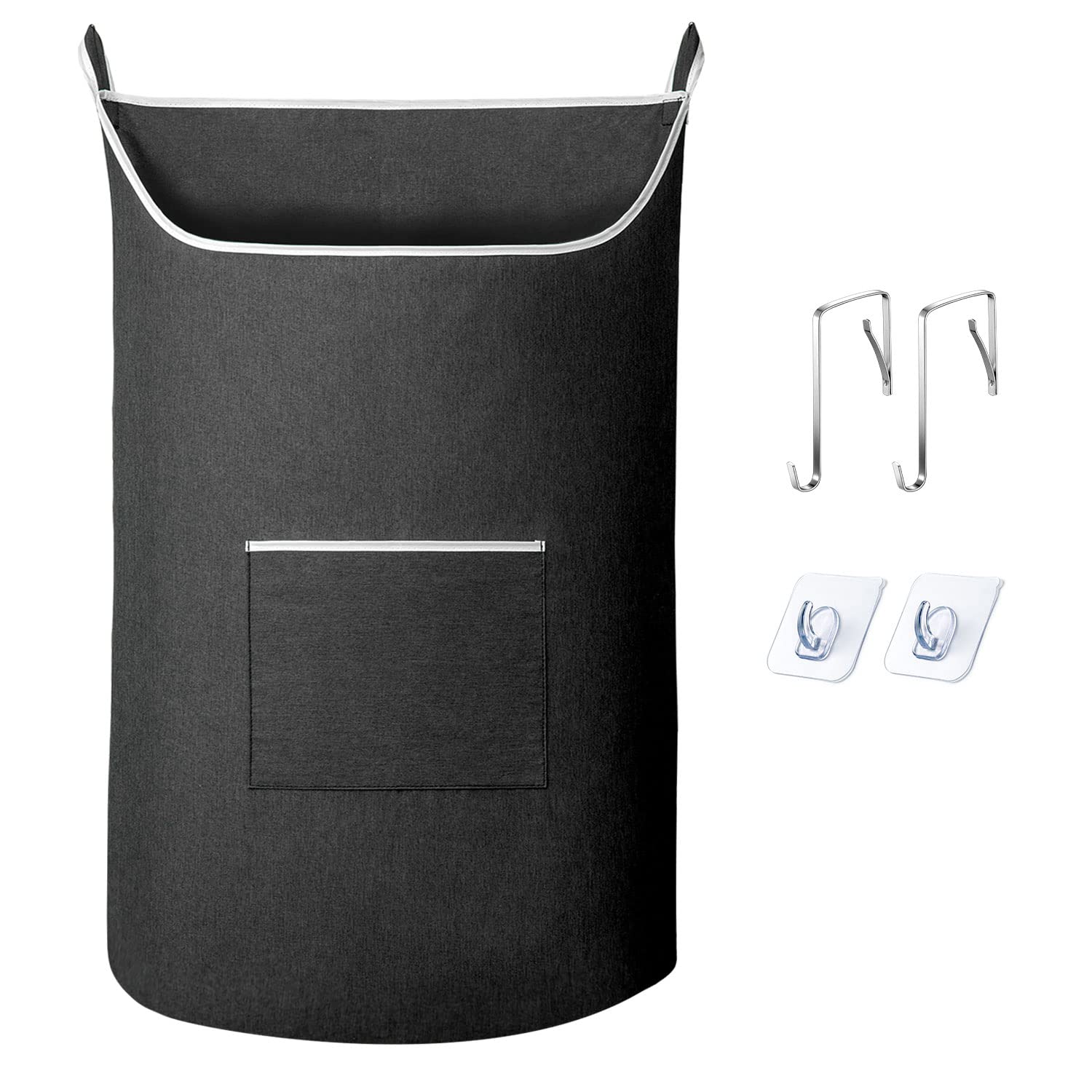 SAVERHO XL Hanging Laundry Hamper Bag, Black Door Hanging Hamper with Large Openging Hanging Laundry Hamper Storage Bag Large Size 36X22 Inch (Black)