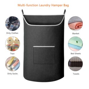 SAVERHO XL Hanging Laundry Hamper Bag, Black Door Hanging Hamper with Large Openging Hanging Laundry Hamper Storage Bag Large Size 36X22 Inch (Black)