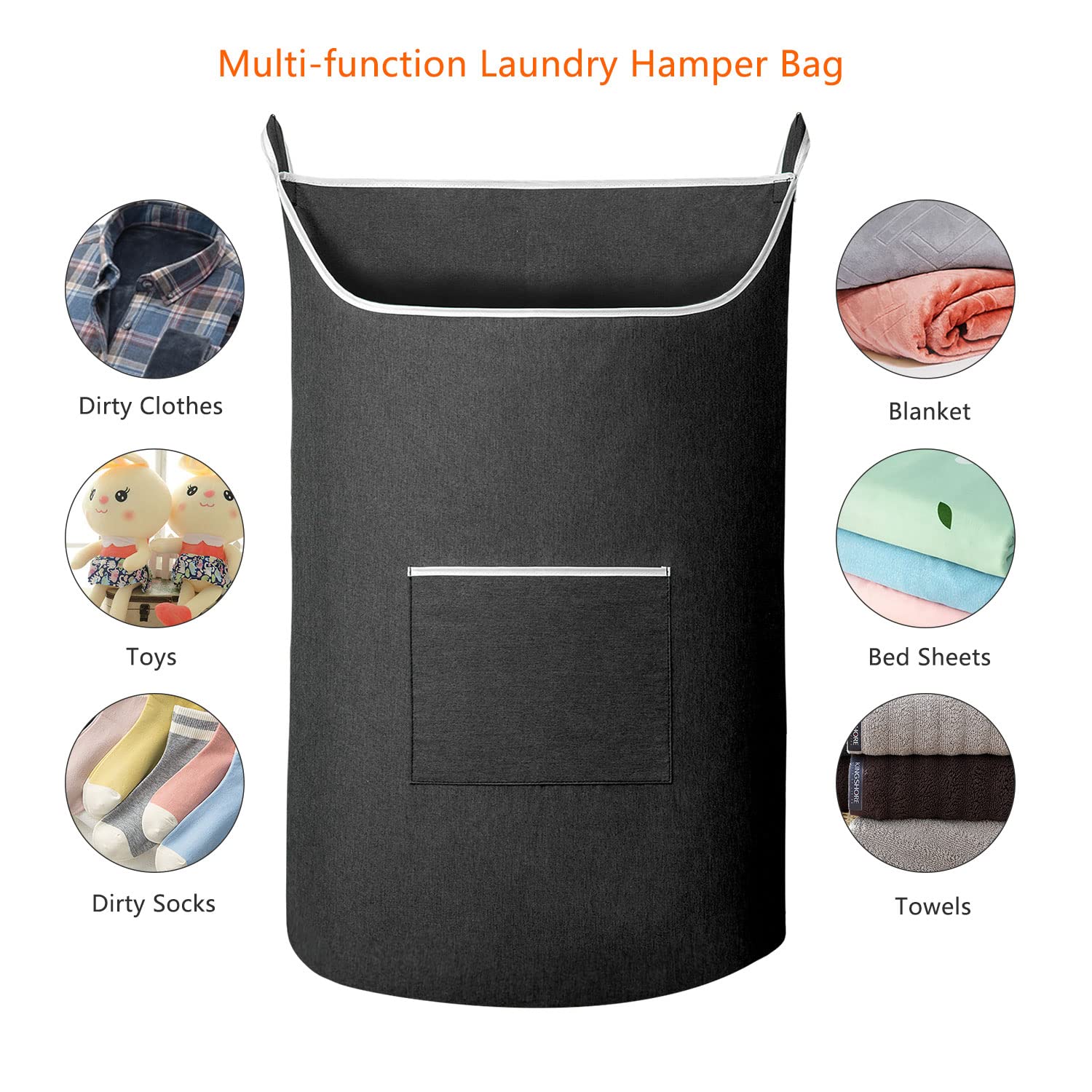 SAVERHO XL Hanging Laundry Hamper Bag, Black Door Hanging Hamper with Large Openging Hanging Laundry Hamper Storage Bag Large Size 36X22 Inch (Black)