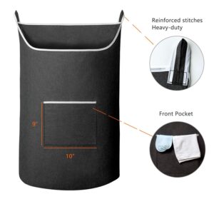 SAVERHO XL Hanging Laundry Hamper Bag, Black Door Hanging Hamper with Large Openging Hanging Laundry Hamper Storage Bag Large Size 36X22 Inch (Black)