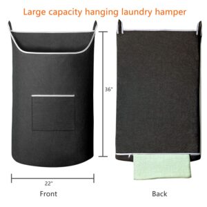 SAVERHO XL Hanging Laundry Hamper Bag, Black Door Hanging Hamper with Large Openging Hanging Laundry Hamper Storage Bag Large Size 36X22 Inch (Black)