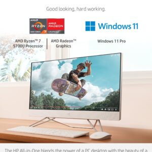 HP [Windows 11 Pro] 27 Business All-in-One Computer, 27" FHD 300 nits, Hexa-Core AMD Ryzen 5 5500U (Beat i5-1135G7), 16GB DDR4 RAM, 1TB PCIe SSD + 1TB HDD, AC WiFi, Bluetooth 5.0, IR Privacy Webcam