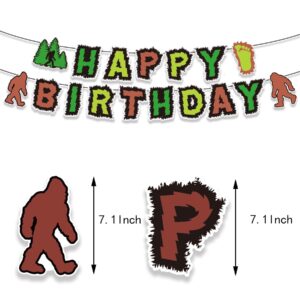 HJHLYYANM Bigfoot Birthday Party Supplies Set Bigfoot Banner Balloons Cake Topper spirals Sticker, Bigfoot Party Decoration Favors for Kids Man Sports Fan Birthday Party