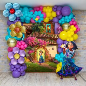 magic movie party supplies-168 piece balloons garland set flower aluminum film balloons for birthday kids party, shower, celebration