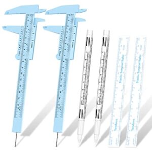 6 pieces eyebrow tools 2 pieces eyebrow measuring ruler 2 pieces microblading white marker pen with paper ruler skin marker eyebrow permanent makeup position mark tools for eyebrow lips skin