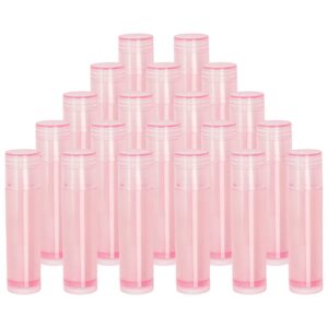 mini skater 20pcs 3/16 oz (5.5ml) translucent lipstick cosmetic empty lip gloss lipstick balm tube with caps container bottle for lady women makeup tool (pink)