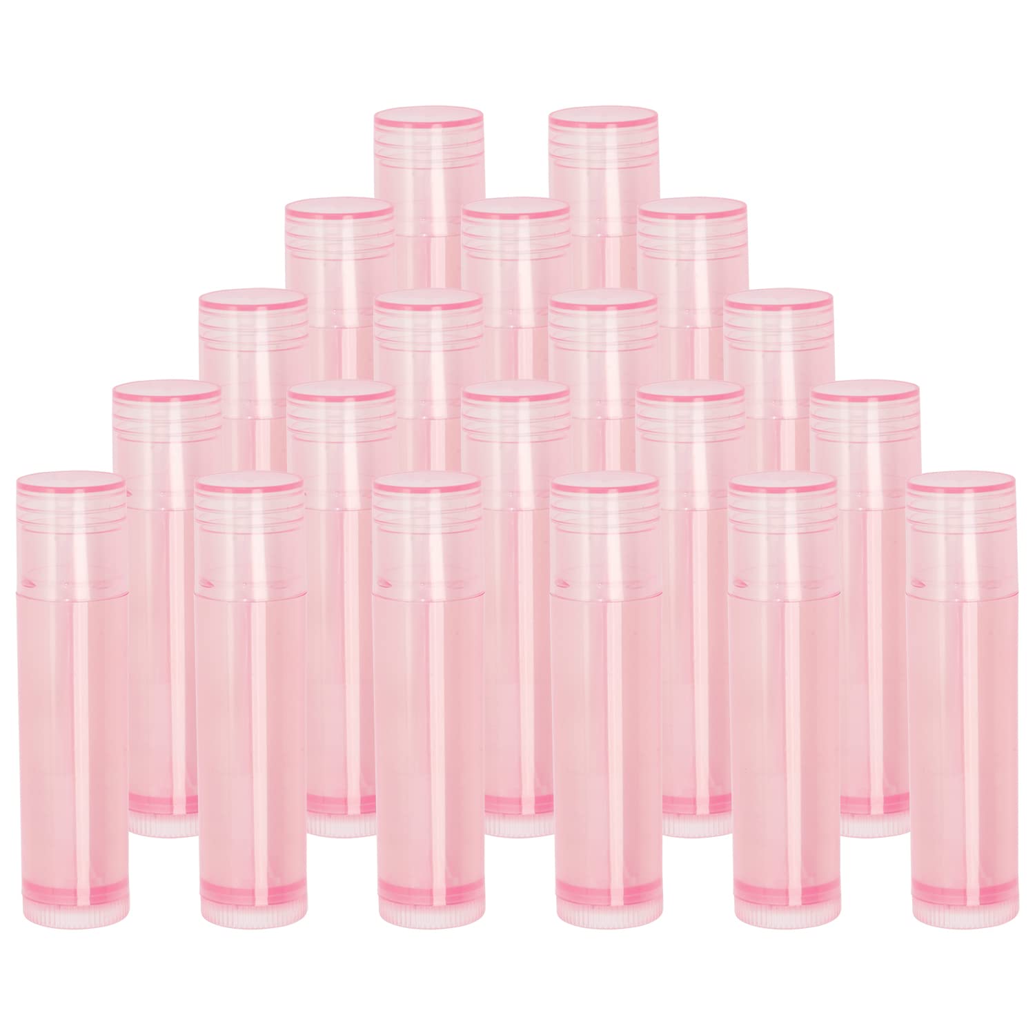 Mini Skater 20Pcs 3/16 Oz (5.5ml) Translucent Lipstick Cosmetic Empty Lip Gloss Lipstick Balm Tube With Caps Container Bottle For Lady Women Makeup Tool (Pink)