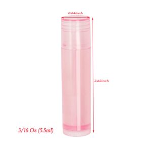 Mini Skater 20Pcs 3/16 Oz (5.5ml) Translucent Lipstick Cosmetic Empty Lip Gloss Lipstick Balm Tube With Caps Container Bottle For Lady Women Makeup Tool (Pink)