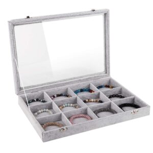 emibele clear lid 12 grids bracelet storage box and heat initial bracelets bundle