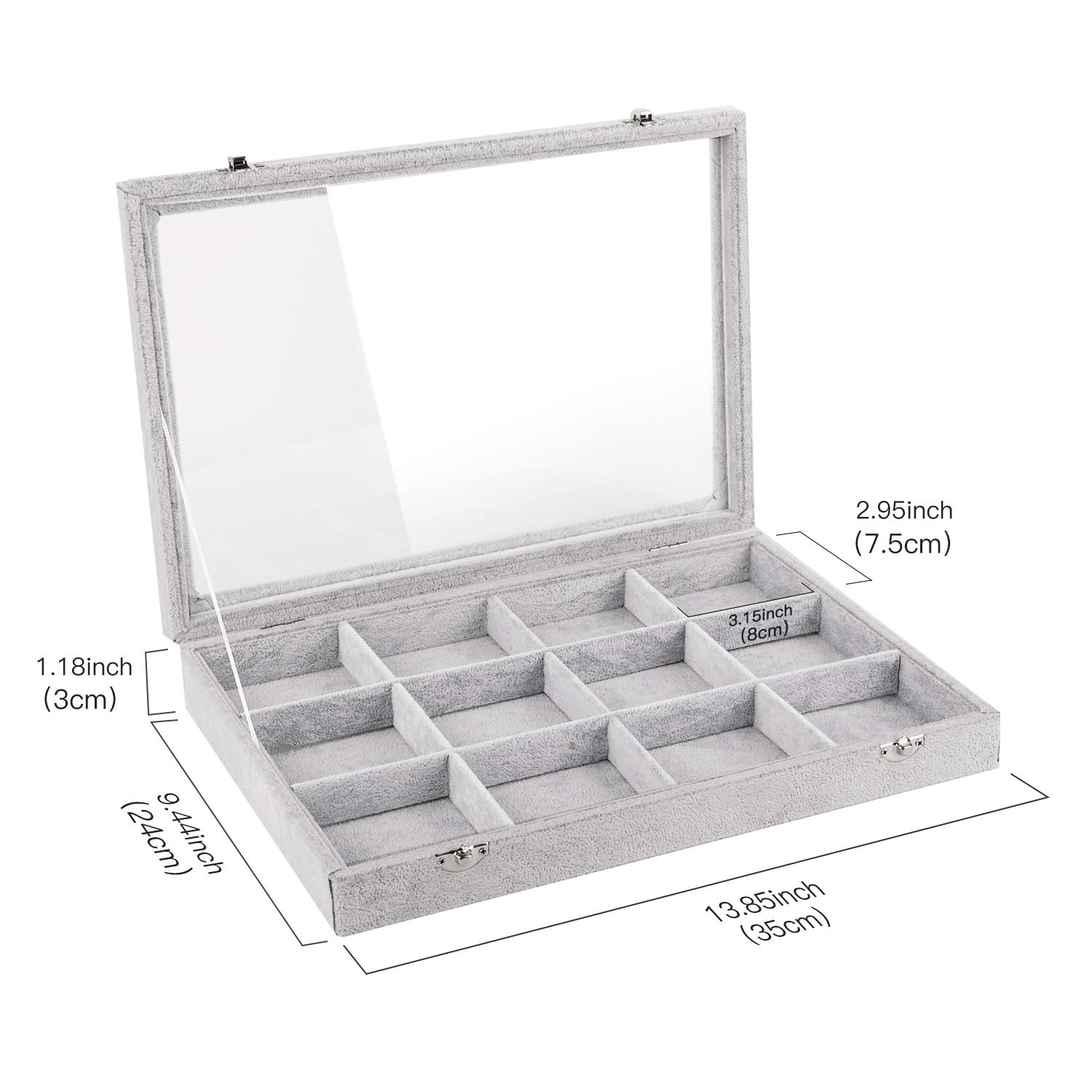 Emibele Clear Lid 12 Grids Bracelet Storage Box and Heat Initial Bracelets Bundle