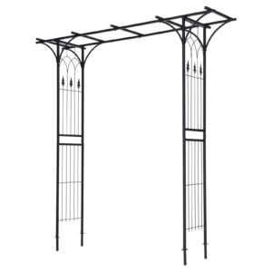 tangkula 6.7 ft garden arbor, metal arch with trellis for climbing plants outdoor, decoration outdoor garden archway with gate for vines, flowers, wedding, bridal party, ceremony