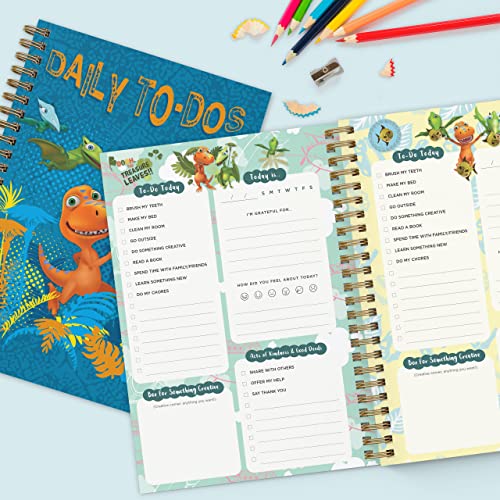 Bright Day Calendars Dino Train Kids Chore to Do List Daily Task Checklist Planner Time Management Notebook by Bright Day Cool Kids Room Non Dated Flex Cover Spiral Organizer 8.25 x 6.25