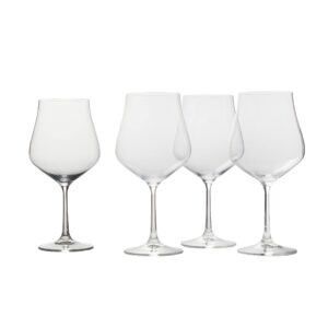mikasa grace set of 4 red wine glasses, 22-ounce, clear