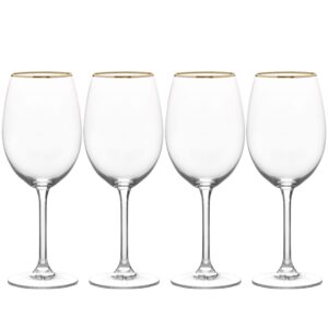 mikasa julie gold set of 4 white wine glasses, 16.5-ounce, clear