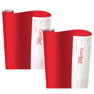 kittrich corporation, red, creative adhesive covering, 18" x 16 ft, 2 rolls, 2 count