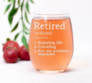neenonex retired definition - wine glass funny and great retirement gift for coworkers boss mom dad funny dictionary definition