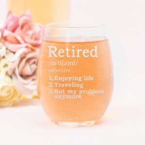 NeeNoNex Retired Definition - Wine Glass Funny and Great Retirement Gift for Coworkers Boss Mom Dad Funny Dictionary Definition