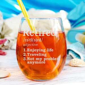 NeeNoNex Retired Definition - Wine Glass Funny and Great Retirement Gift for Coworkers Boss Mom Dad Funny Dictionary Definition