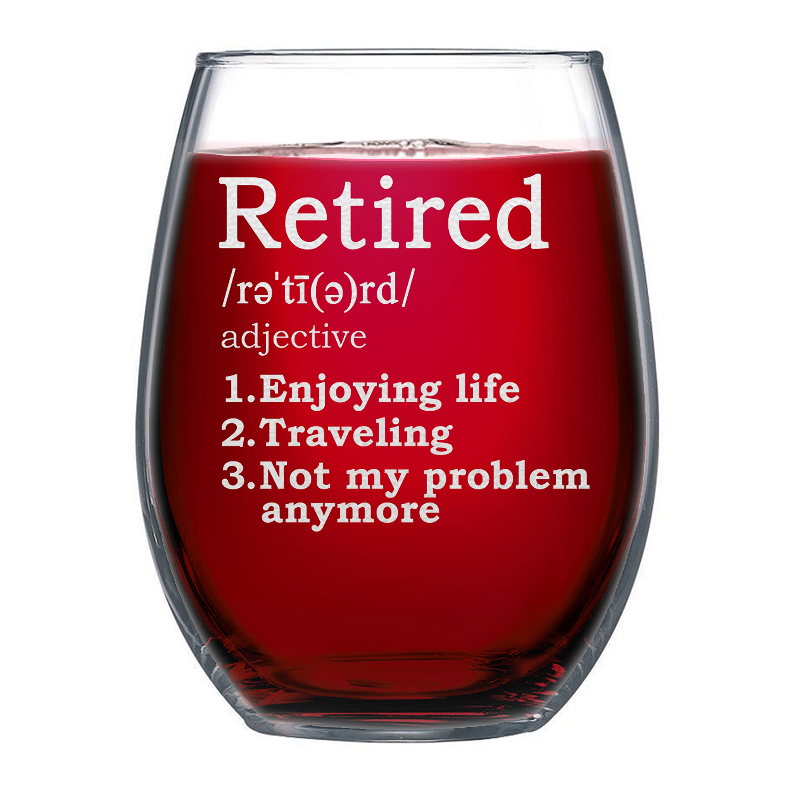 NeeNoNex Retired Definition - Wine Glass Funny and Great Retirement Gift for Coworkers Boss Mom Dad Funny Dictionary Definition