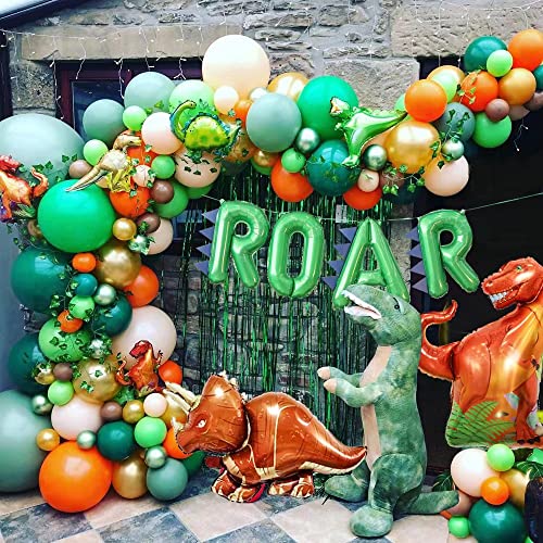Dinosaur Balloon Garland Arch Kit Birthday Party Supplies Roar Foil For Boys Girls Decorations Green Kids Foil Jungle