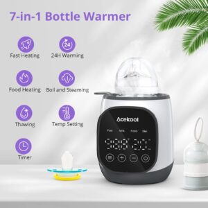 Fast Baby Bottle Warmer, 7-in-1 Bottle Warmer for Breastmilk and Formula, Food Jars, Breastmilk Bags, Fast Heating & Defrosting BPA-Free with LCD Display, Timer, Accurate Temperature Control