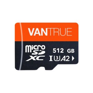 vantrue 512gb microsdxc uhs-i u3 4k uhd video high speed transfer monitoring sd card with adapter for dash cams, body cams, action camera, surveillance & security cams