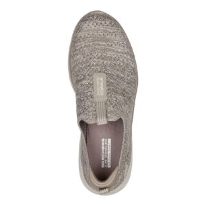 Skechers Women's GO Walk 6 Textured Knit Sneaker, Taupe, 7