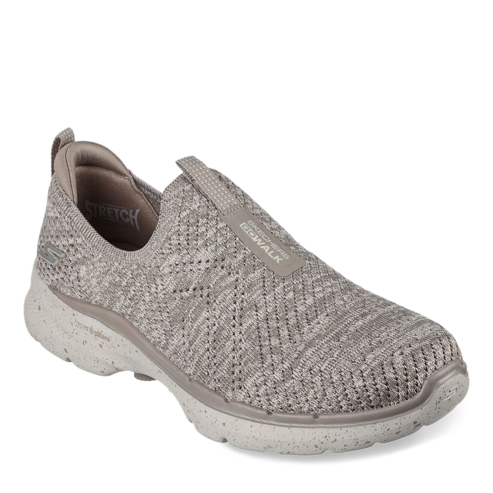 Skechers Women's GO Walk 6 Textured Knit Sneaker, Taupe, 7