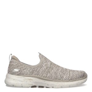 Skechers Women's GO Walk 6 Textured Knit Sneaker, Taupe, 7