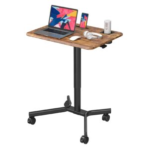jylh joyseeker mobile standing desk, rolling standing desk with cup holder, mobile sit stand desk with wheels, adjustable height mobile laptop desk for home office, 28in, rustic brown